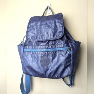 KIPLING City Backpack Electric Shinny Blue Color Medium Size